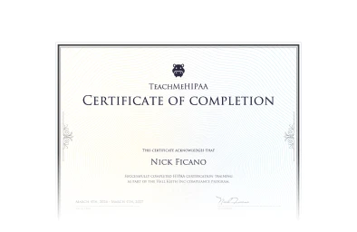 Receive your HIPAA certificate immediately after passing the quiz